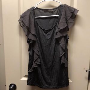 Gray ruffle sleeve blouse